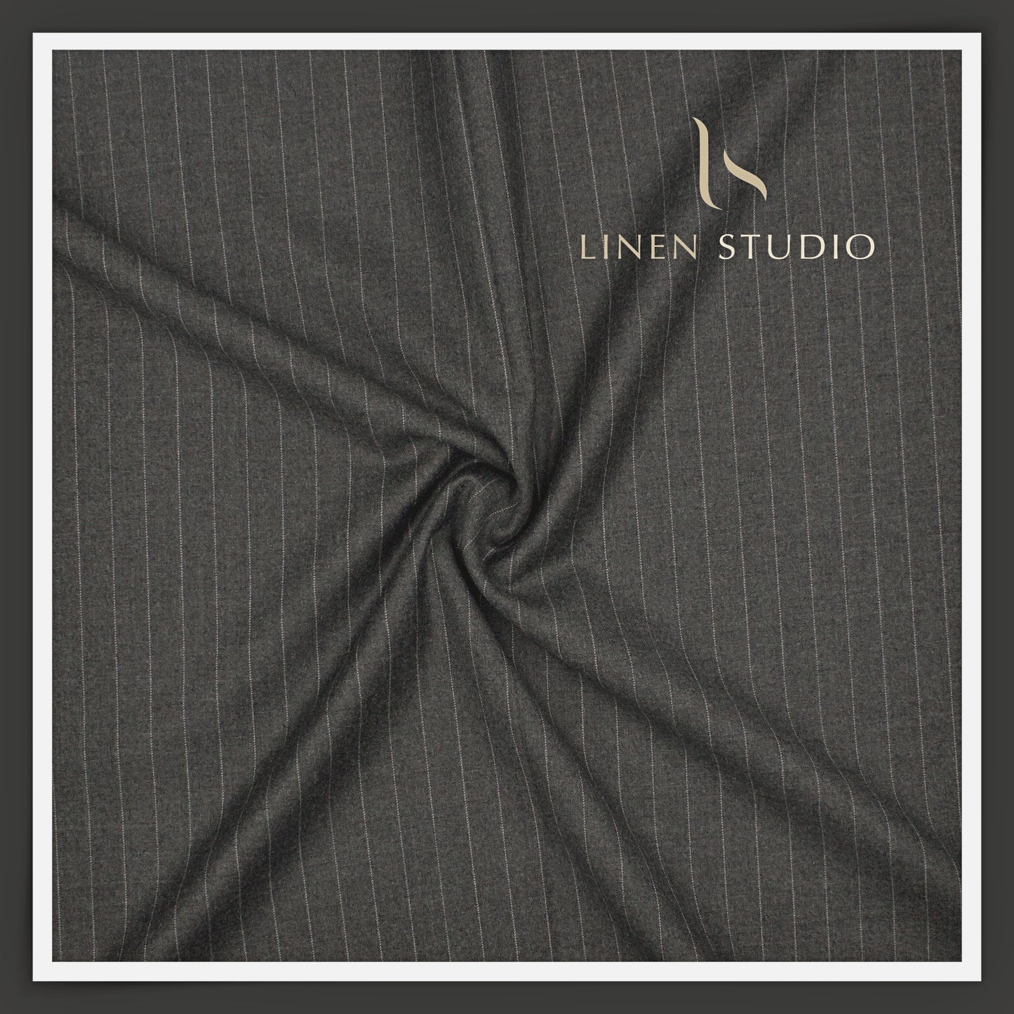 130's Australian Merino Wool Milled Suiting by Vercelli - Dark Grey Stripes (NEW)