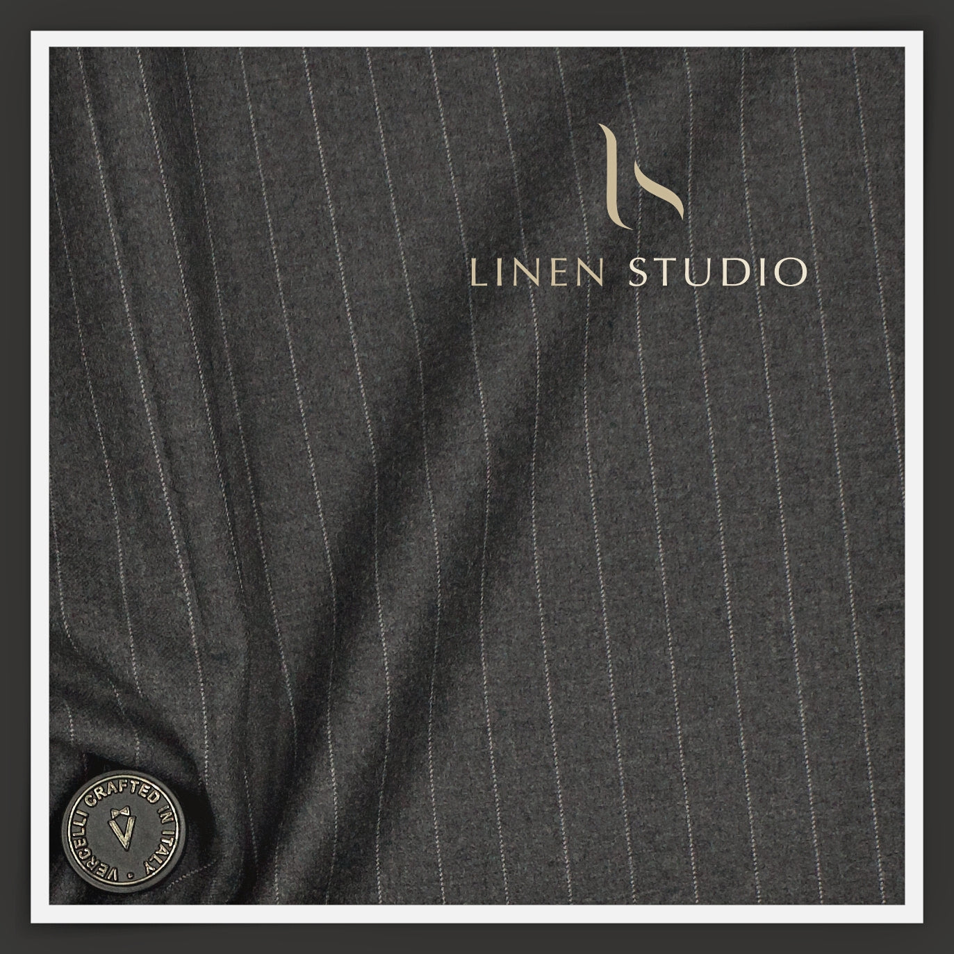 130's Australian Merino Wool Milled Suiting by Vercelli - Dark Grey Stripes (NEW)