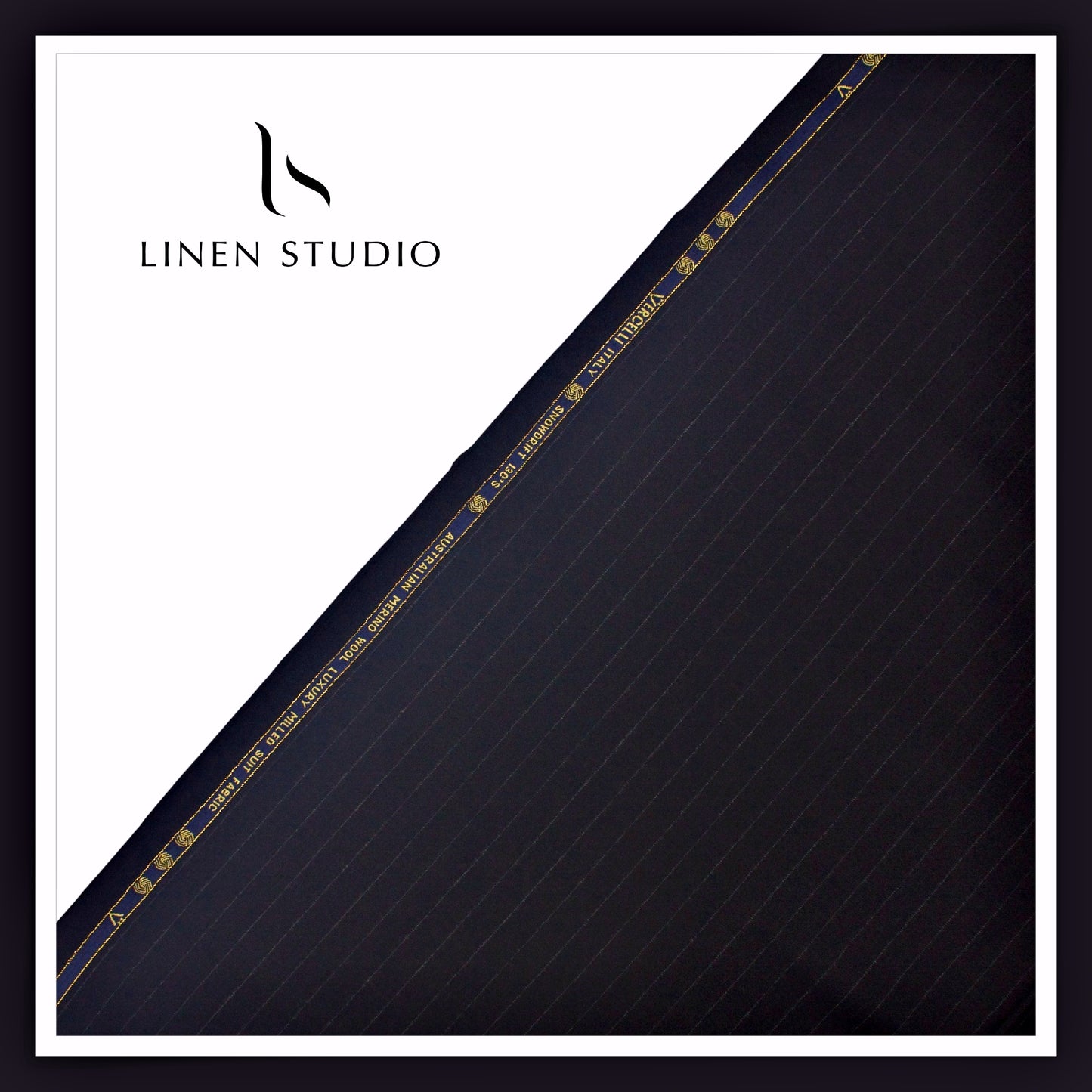 130's Australian Merino Wool Milled Suiting by Vercelli - Denim Blue & Grey Stripes (NEW)