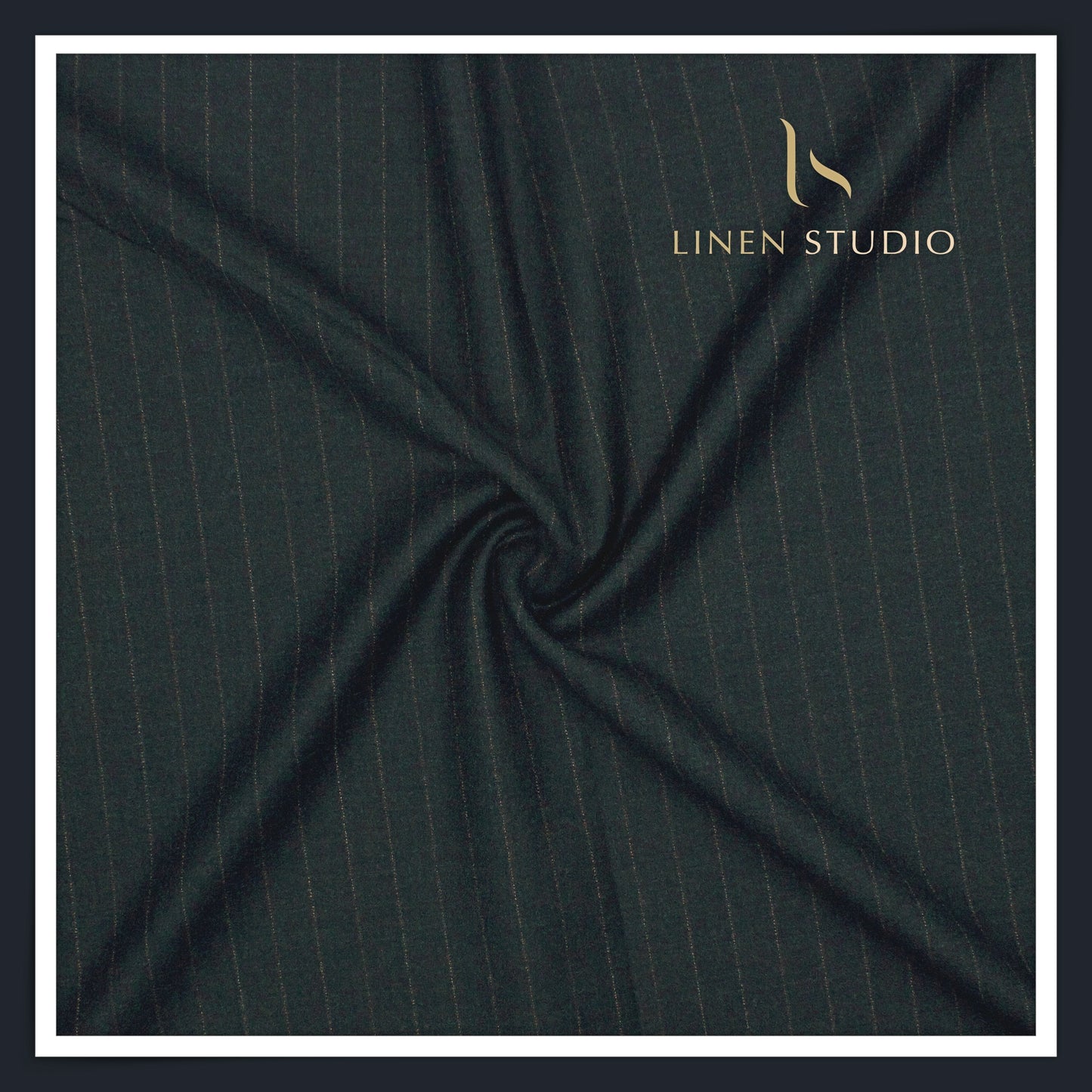 130's Australian Merino Wool Milled Suiting by Vercelli - Deep Green Stripes (NEW)