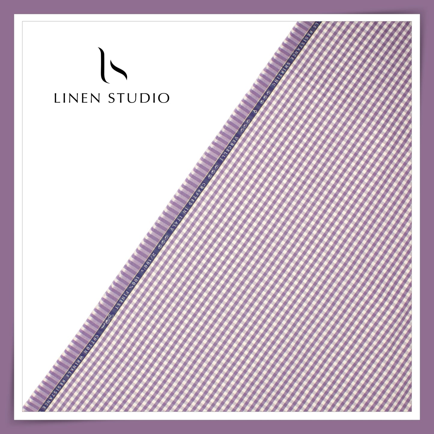 2/100's Wrinkle Resistant Supima Cotton Shirting by Vercelli - Lavender Gingham Checks (NEW)