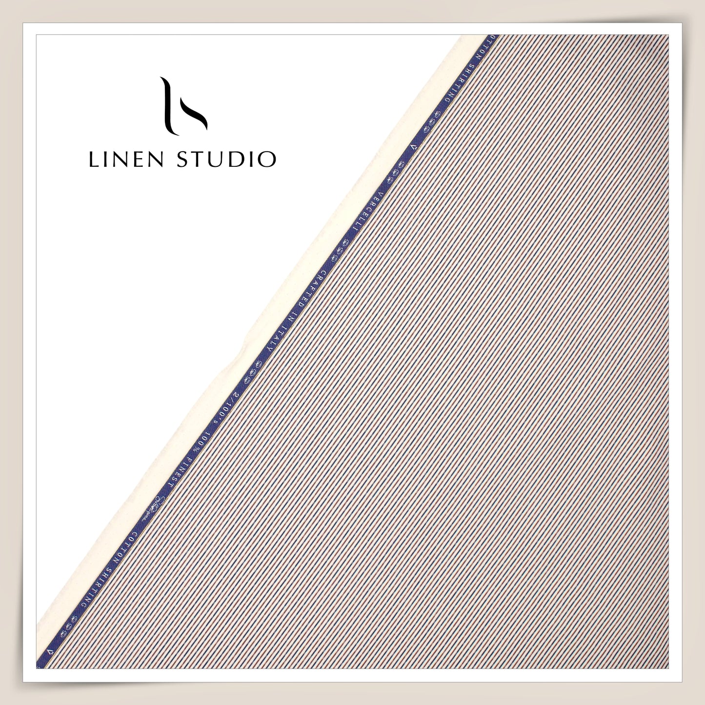 2/100's Supima Cotton Shirting by Vercelli - Dual Stripes (NEW)