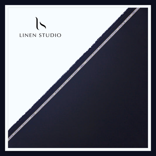 2/100's Water Resistant Supima Cotton Shirting by Vercelli - Darkest Navy Blue (NEW)