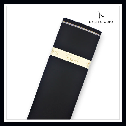 2/100's Water Resistant Supima Cotton Shirting by Vercelli - Deep Black (NEW)