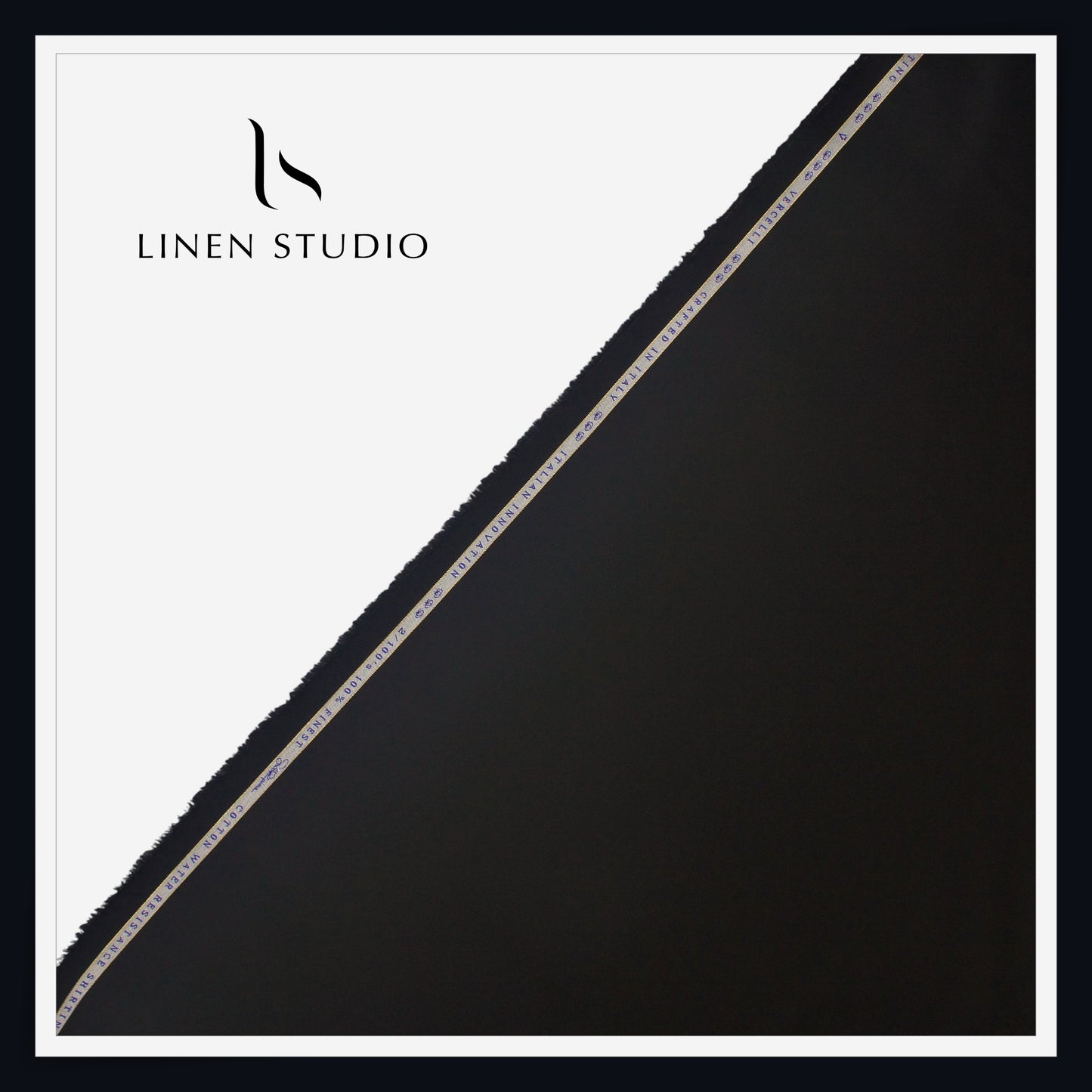 2/100's Water Resistant Supima Cotton Shirting by Vercelli - Deep Black (NEW)