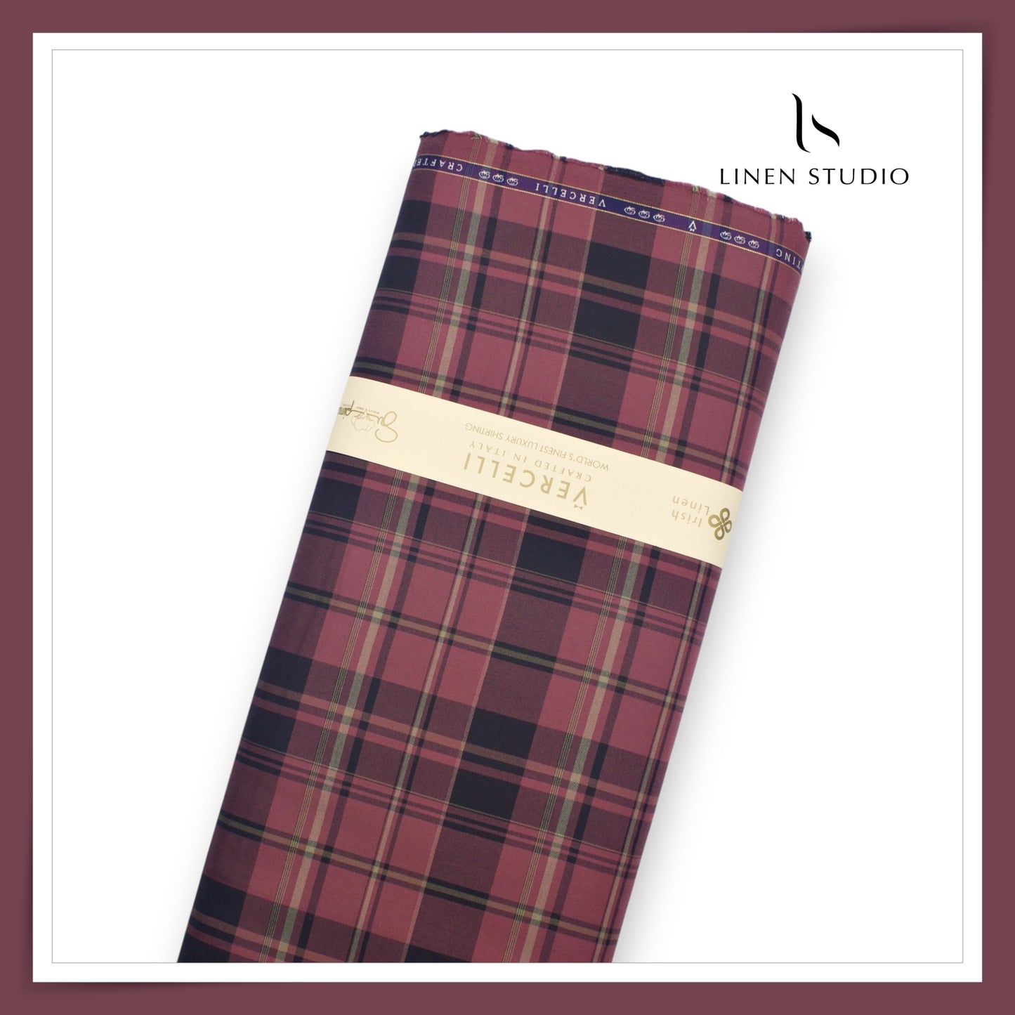 2/100's Supima Cotton Shirting by Vercelli Italy - Copper Rose Checks (NEW)