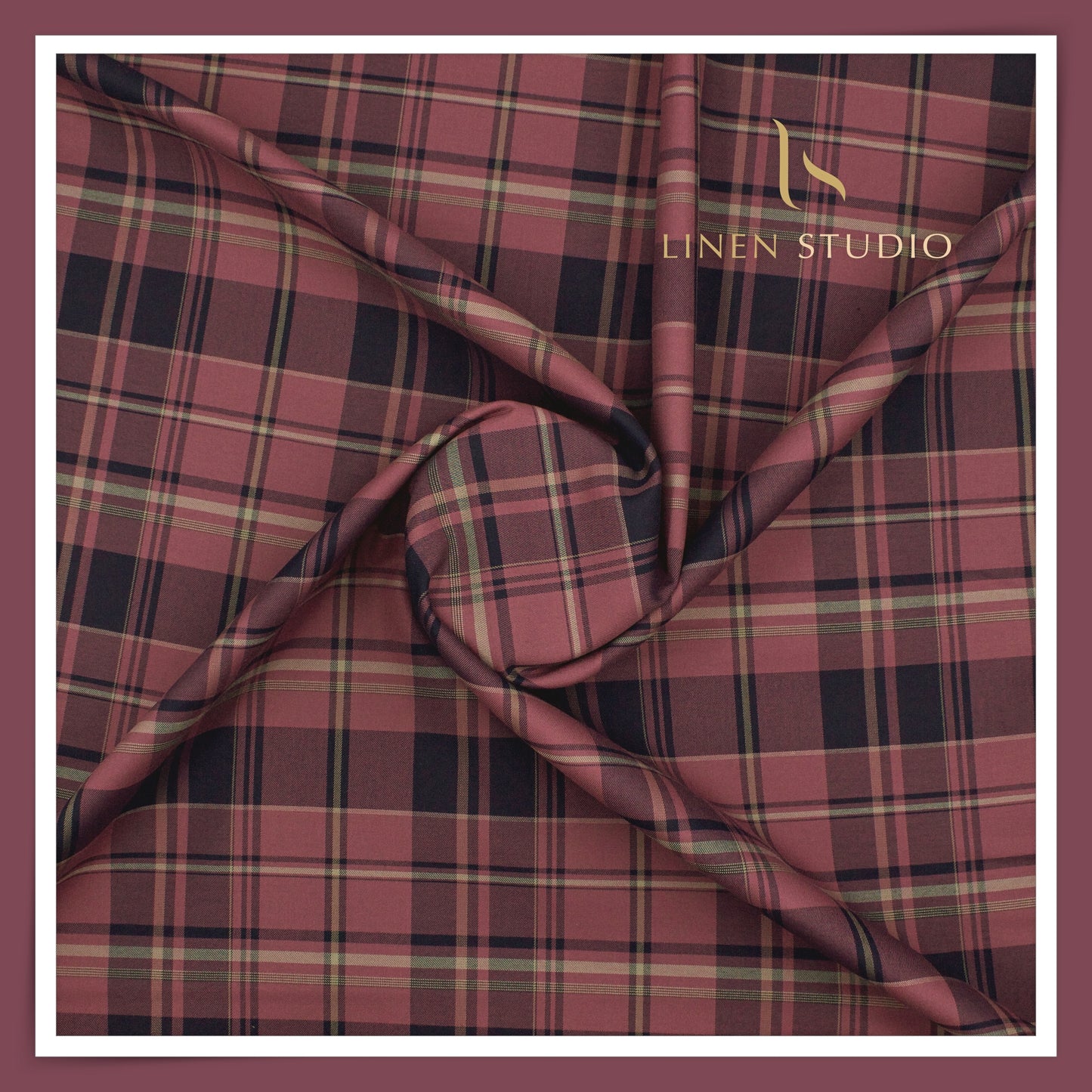 2/100's Supima Cotton Shirting by Vercelli Italy - Copper Rose Checks (NEW)