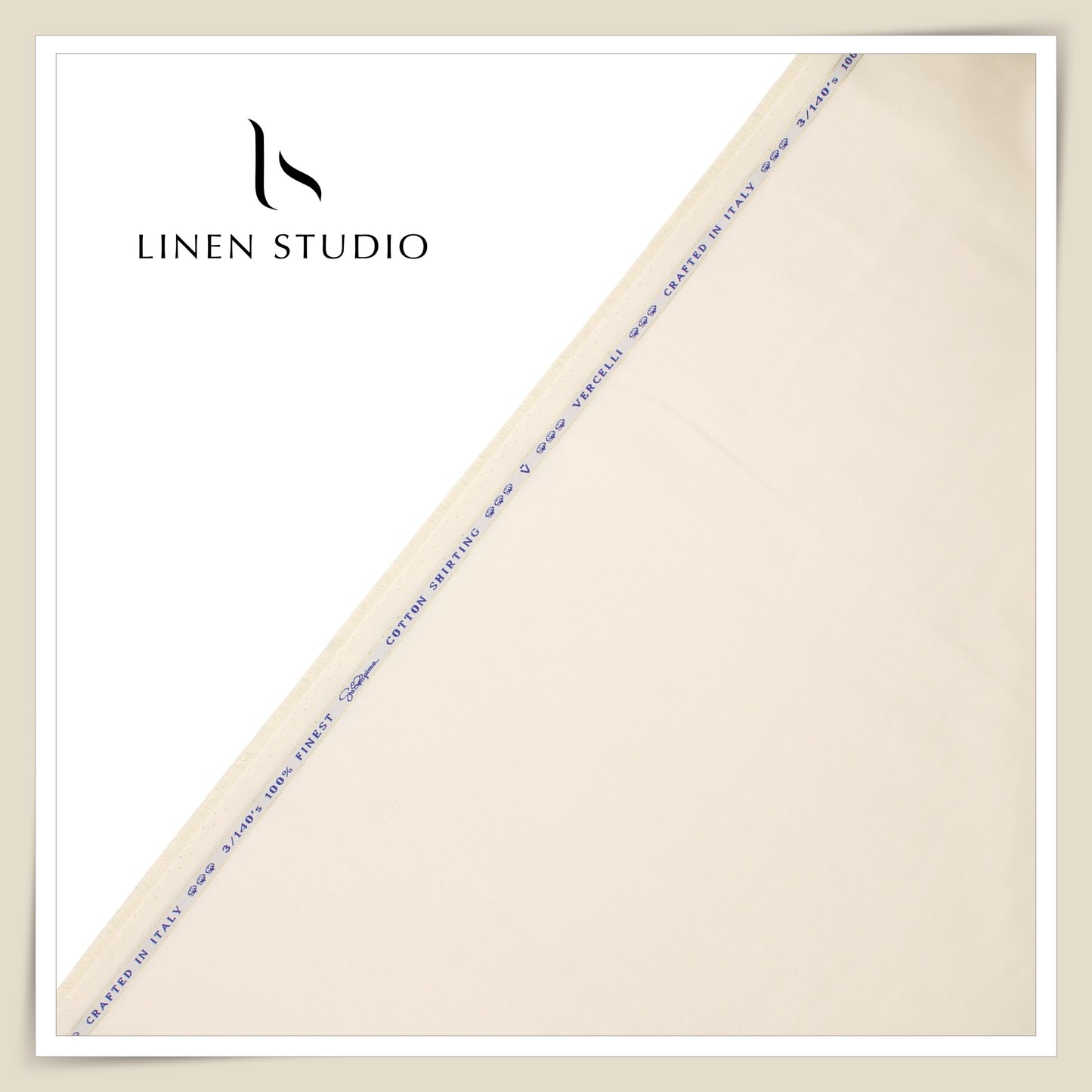 3/140's Finest Supima Cotton Twill Shirting by Vercelli - Antique Cream (NEW) (Highest Selling)