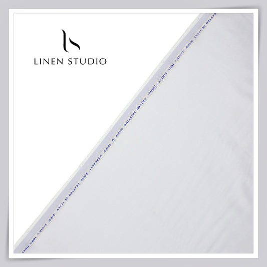 3/140's Finest Supima Cotton Shirting by Vercelli - Light Blue Micro Stripes (Zoom In) (NEW)