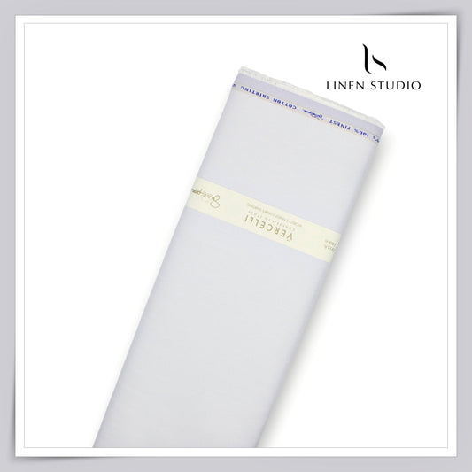 3/140's Finest Supima Cotton Shirting by Vercelli - Light Blue Micro Stripes (Zoom In) (NEW)