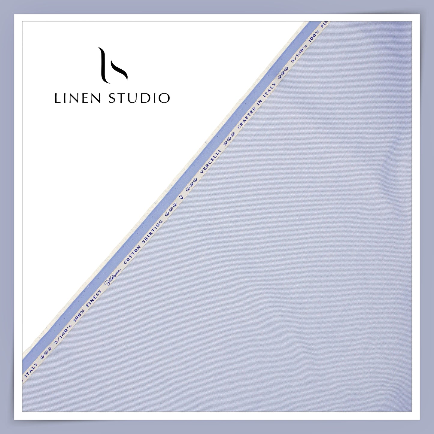3/140's Finest Supima Cotton Shirting by Vercelli - Classic Blue Micro Stripes (Zoom In) (NEW)