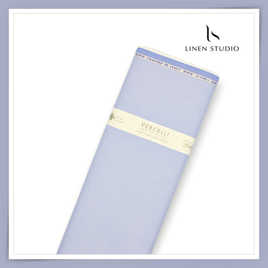 3/140's Finest Supima Cotton Shirting by Vercelli - Classic Blue Micro Stripes (Zoom In) (NEW)