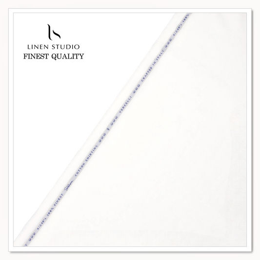 4/240's FINEST SUPIMA COTTON Shirting by Vercelli - Bright White (HIGHEST QUALITY) (NEW)