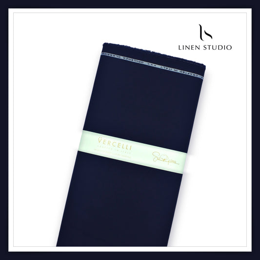 2/100's Finest Supima Cotton by Vercelli - Dark Navy Blue