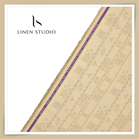 100% Finest Supima Cotton Jacquard Shirting by Vercelli Italy - Apricot (Fastest Selling)