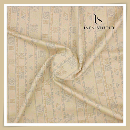 100% Finest Supima Cotton Jacquard Shirting by Vercelli Italy - Apricot (Fastest Selling)