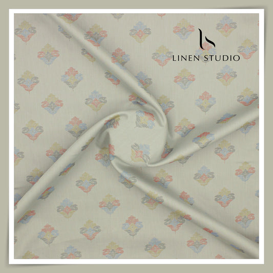 100% Finest Supima Cotton Jacquard Shirting by Vercelli Italy - Pale Green (Fastest Selling)