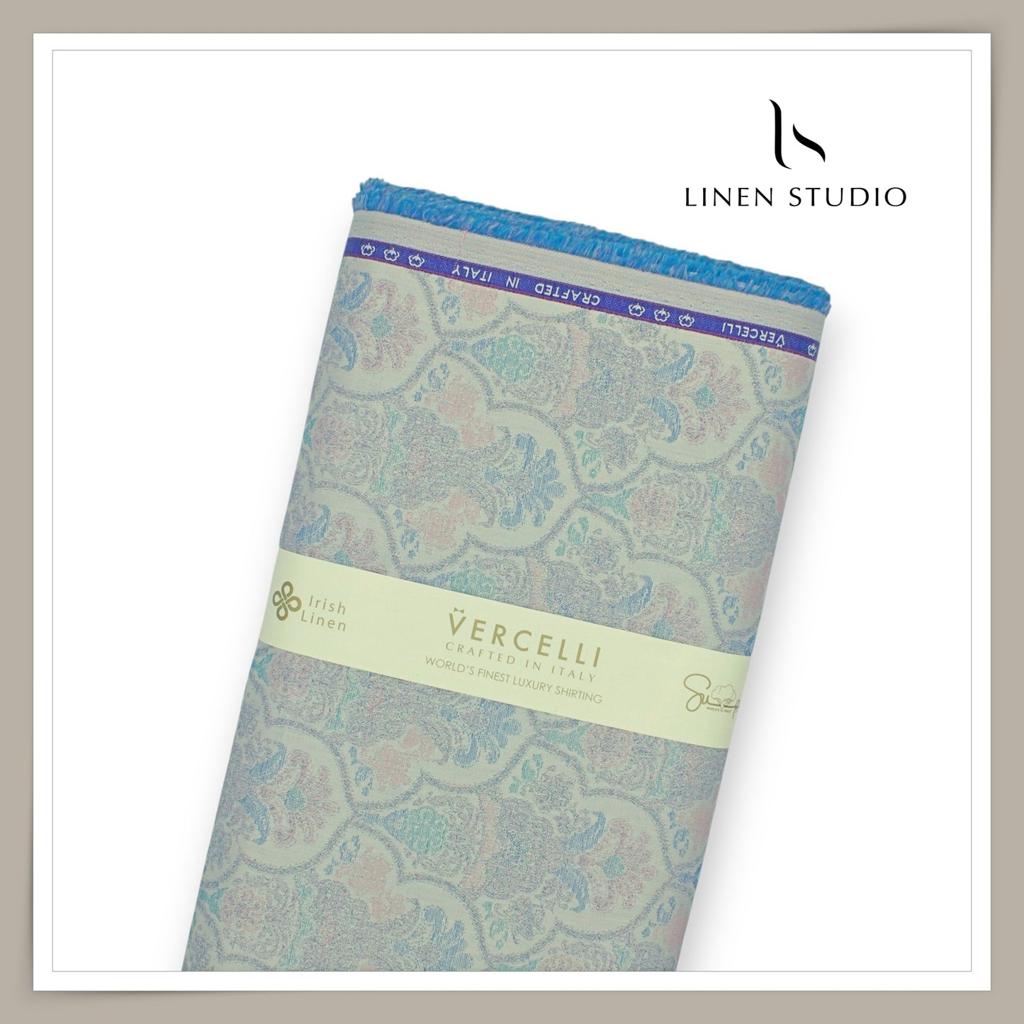 100% Finest Supima Cotton Jacquard Shirting by Vercelli Italy - Pale Gray (Fastest Selling)