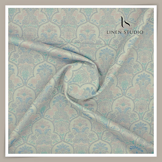 100% Finest Supima Cotton Jacquard Shirting by Vercelli Italy - Pale Gray (Fastest Selling)