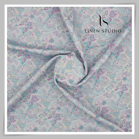 100% Finest Supima Cotton Jacquard Shirting by Vercelli Italy - French Grey (Fastest Selling)