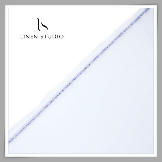 2/200's FINEST Supima Cotton Shirting by Vercelli Italy - Pure White (NEW)