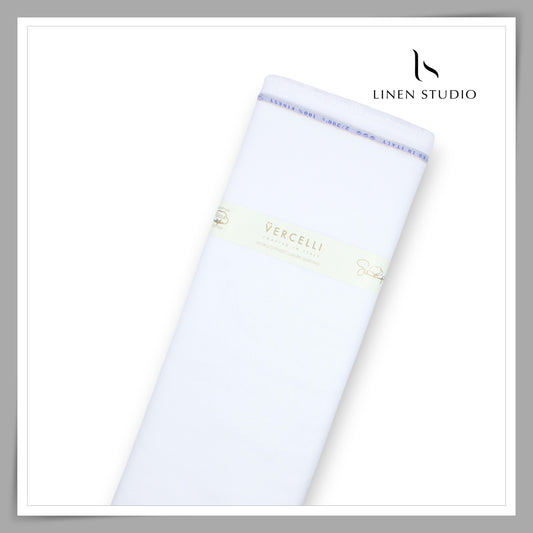 2/200's FINEST Supima Cotton Shirting by Vercelli Italy - Pure White (NEW)