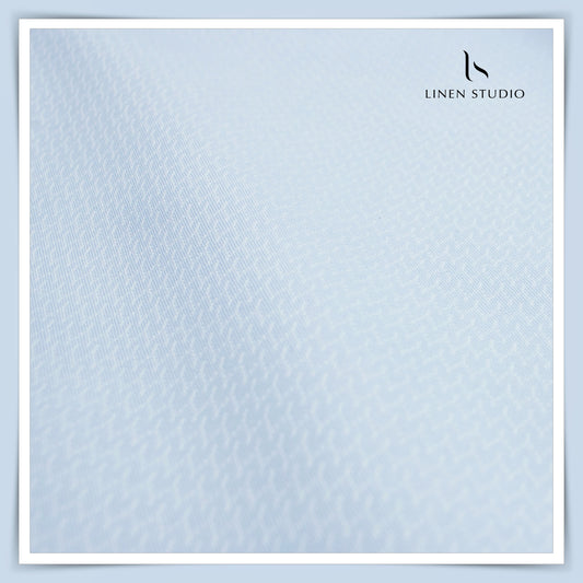 2/100's Finest Supima Cotton by Vercelli - Sky Blue Dobby 2 (zoom in)
