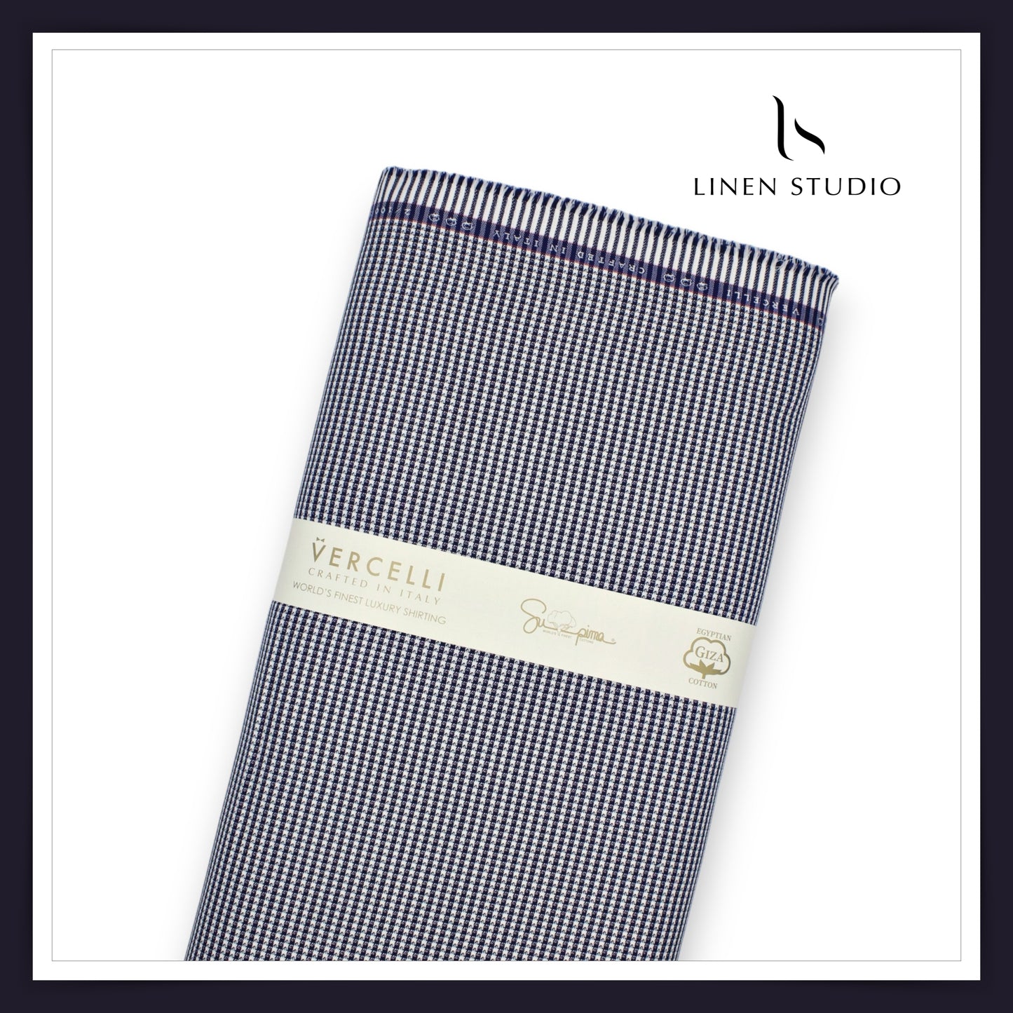 2/100's Finest Supima Cotton by Vercelli - White and Dark Blue Gingham