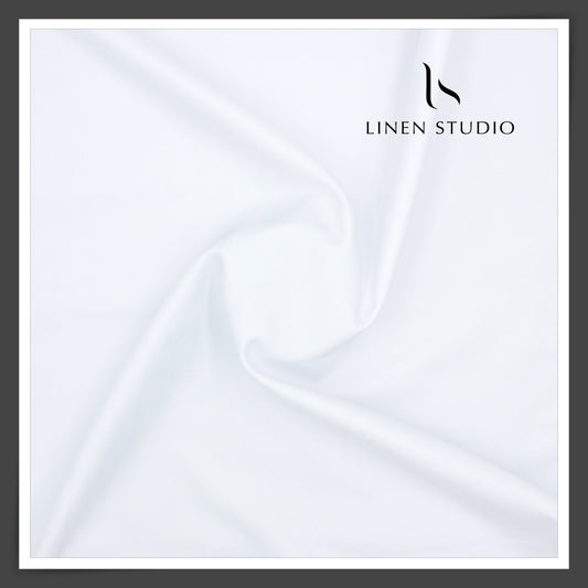 2/100's Finest Supima Cotton by Vercelli - Pure White Herringbone Design (Zoom In)