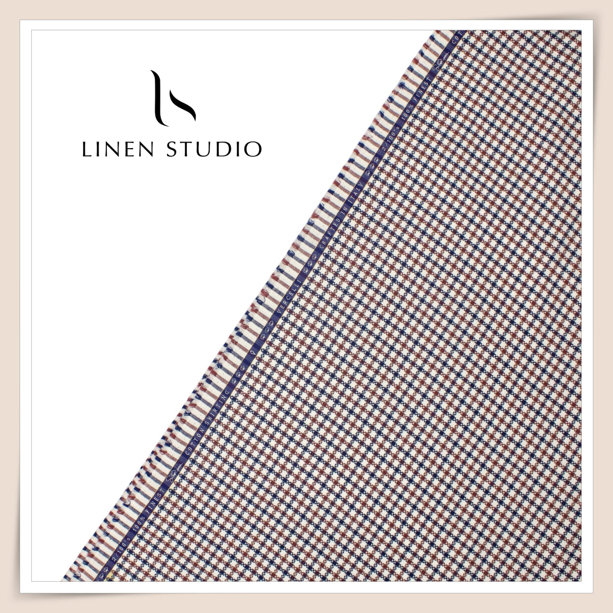 100% Supima Cotton Shirting by Vercelli Italy -  2/100's Red & Blue Fancy Checks (FLAT RATE)
