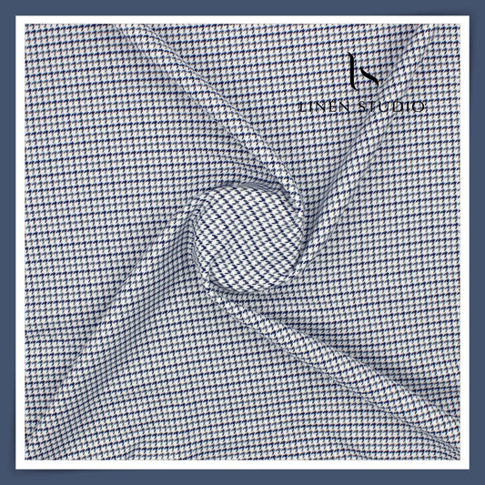 2/100's Finest Supima Cotton by Vercelli - Dogs Tooth White/Blue