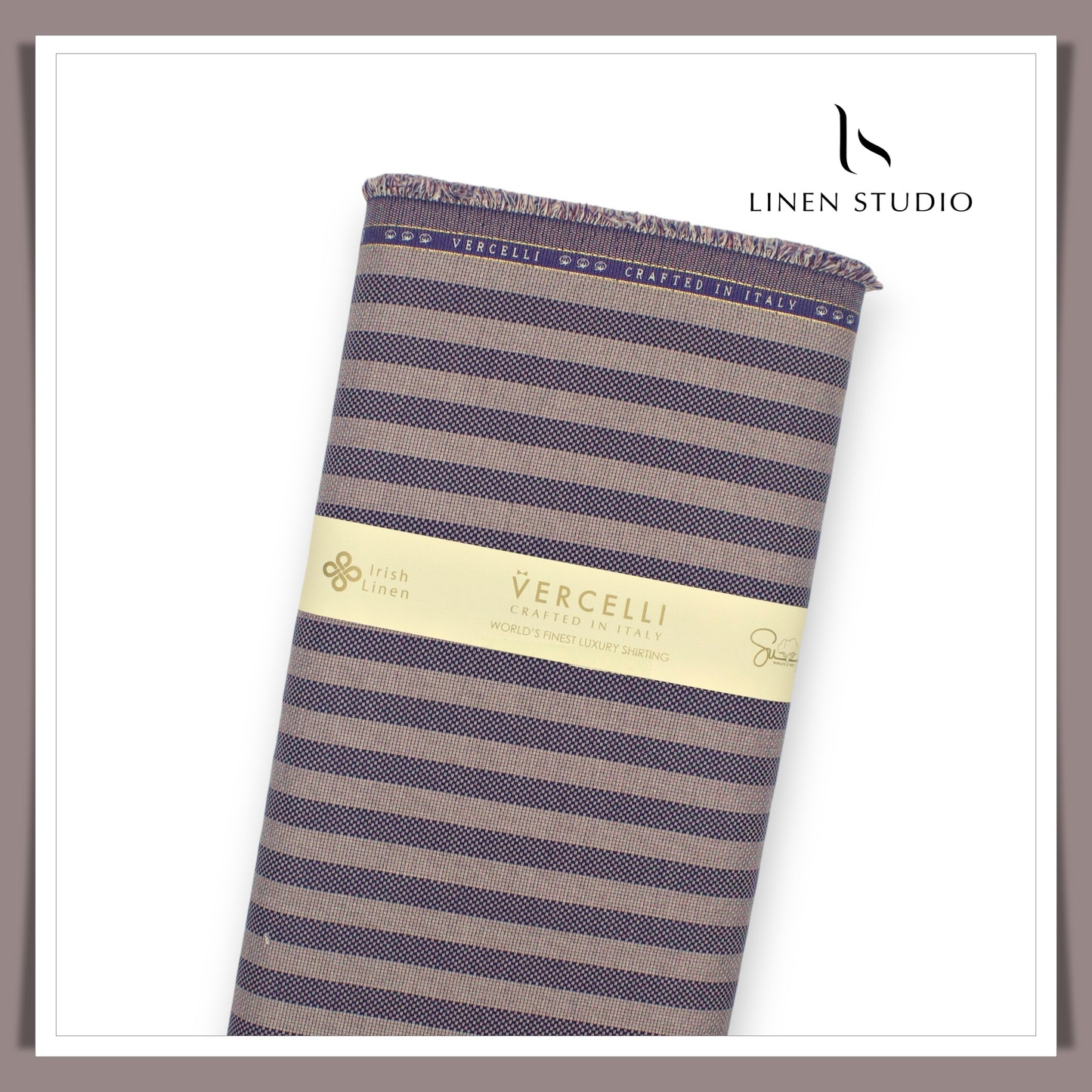 2/100's Finest Supima Cotton by Vercelli - Textured Dobby Stripes (Zoom In)