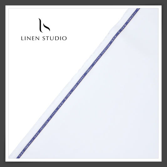 2/120's FINEST Supima Cotton Shirting by Vercelli Italy - Plain White (Fastest Selling)