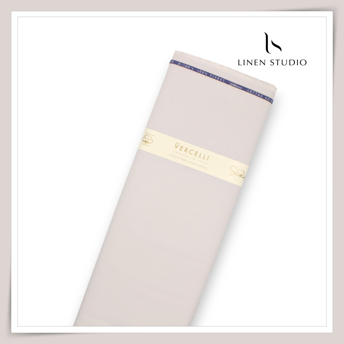 2/120's FINEST Supima Cotton Shirting by Vercelli Italy - Pastel Timberwolf (NEW)