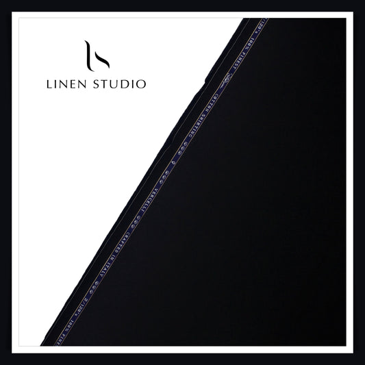 2/120's FINEST Supima Cotton Shirting by Vercelli Italy - Plain Black (Fastest Selling)