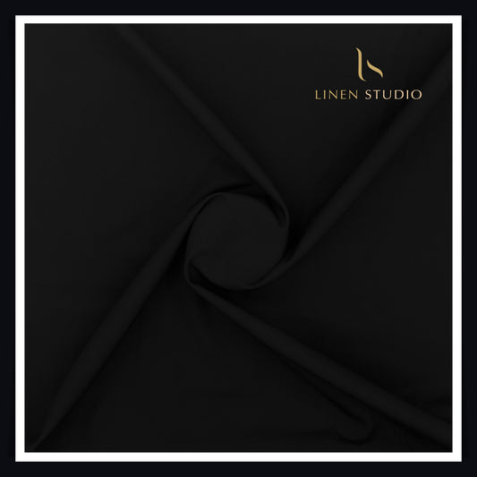 2/120's FINEST Supima Cotton Shirting by Vercelli Italy - Plain Black (Fastest Selling)