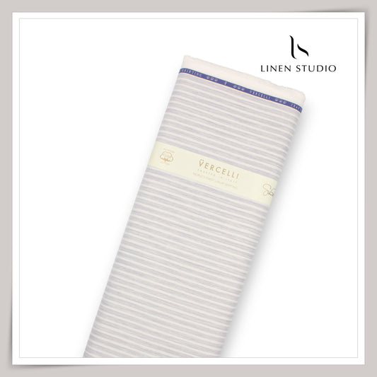 2/100's Finest Supima Cotton by Vercelli - Grey Silver Stripes (NEW)