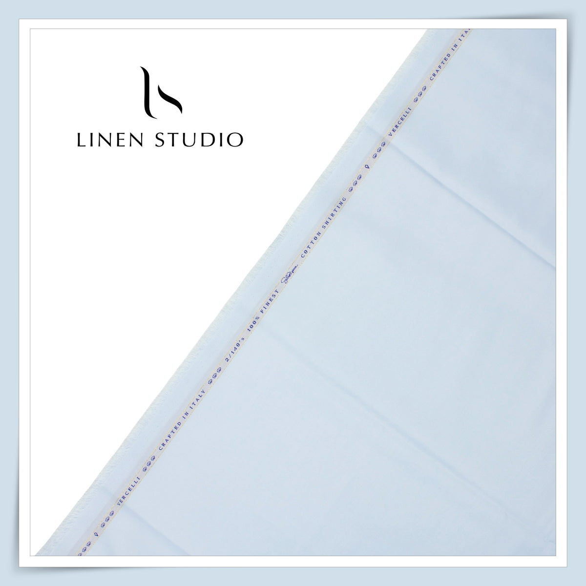 100% Supima Cotton Shirting by Vercelli Italy -  2/140's Sky Blue Plain (FLAT RATE)