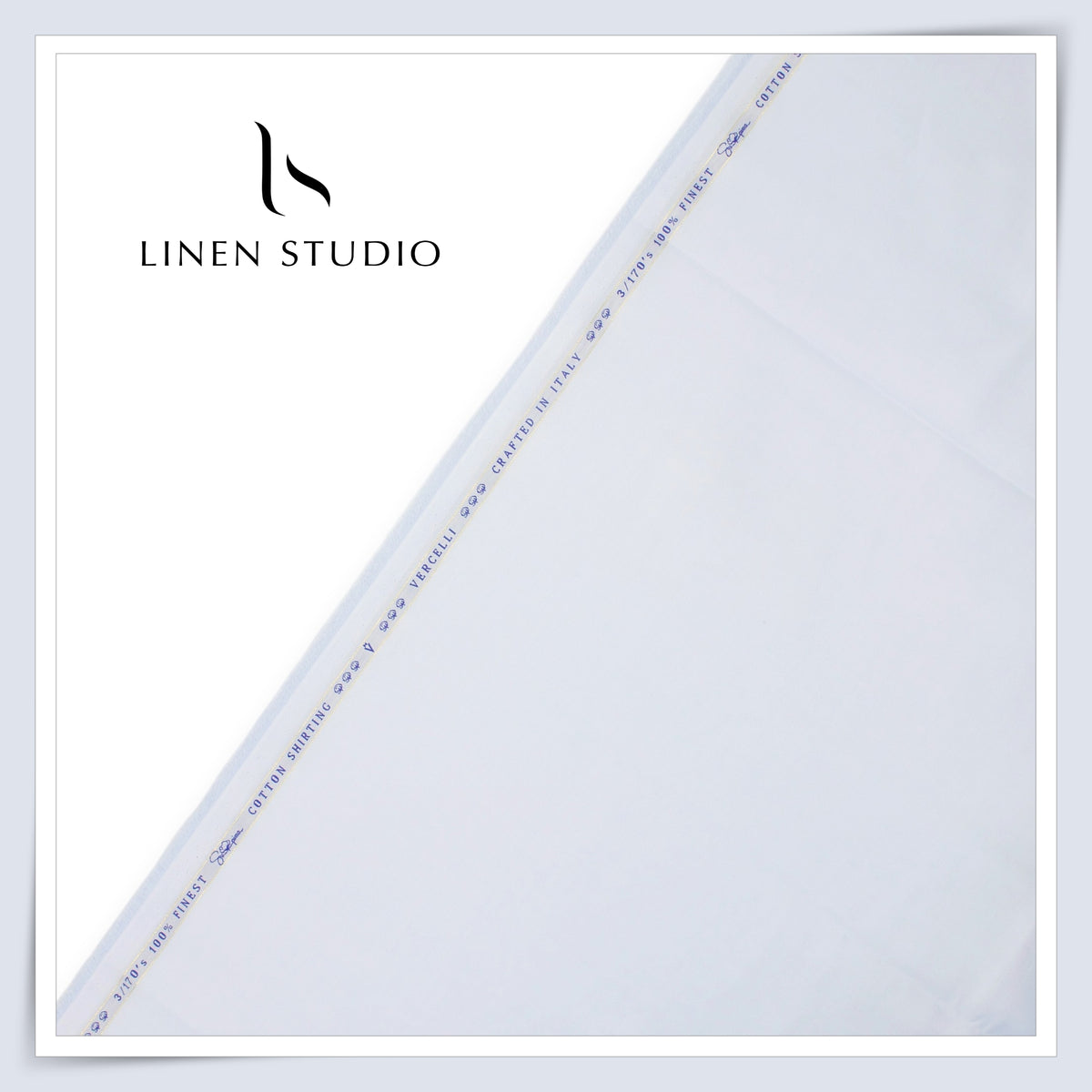 100% Supima Cotton Shirting by Vercelli Italy -  3/170's Lightest Steel Blue Plain (FLAT RATE)