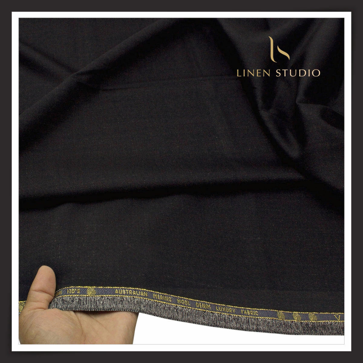 Vercelli Italy Wool Denim 130’s Merino Wool Blend Twill Suiting with Stretch - Darkest Blue (Latest Collection)