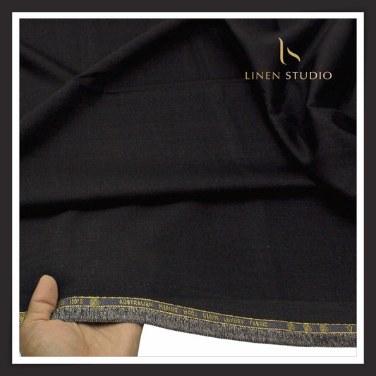 Vercelli Italy Wool Denim 130’s Merino Wool Blend Twill Suiting with Stretch - Darkest Blue (Latest Collection)