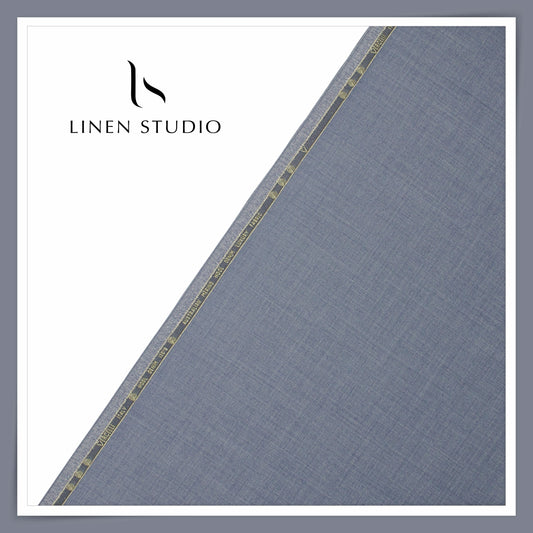 Vercelli Italy Wool Denim 130’s Merino Wool Blend Twill Suiting with Stretch - Powder Blue (Latest Collection)