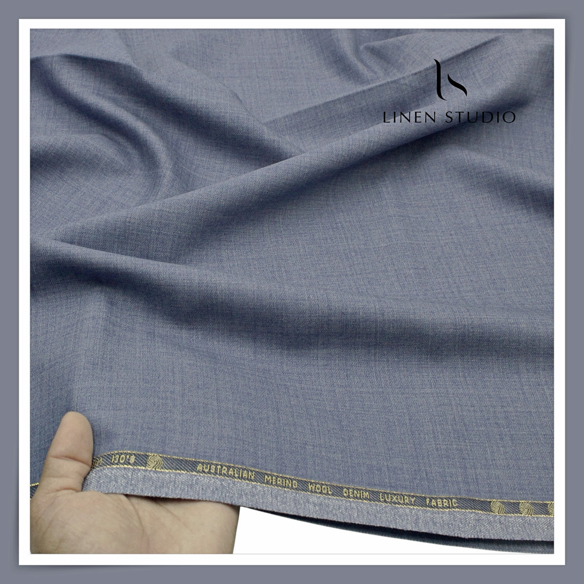 Vercelli Italy Wool Denim 130’s Merino Wool Blend Twill Suiting with Stretch - Powder Blue (Latest Collection)