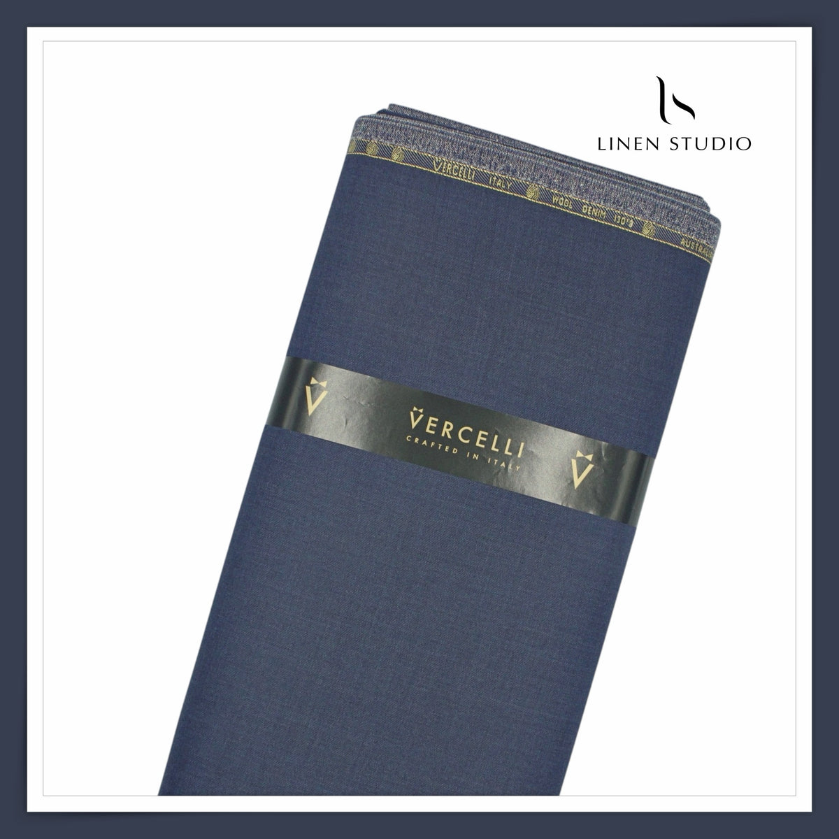 Vercelli Italy Wool Denim 130’s Merino Wool Blend Twill Suiting with Stretch - Indigo Navy (Latest Collection)