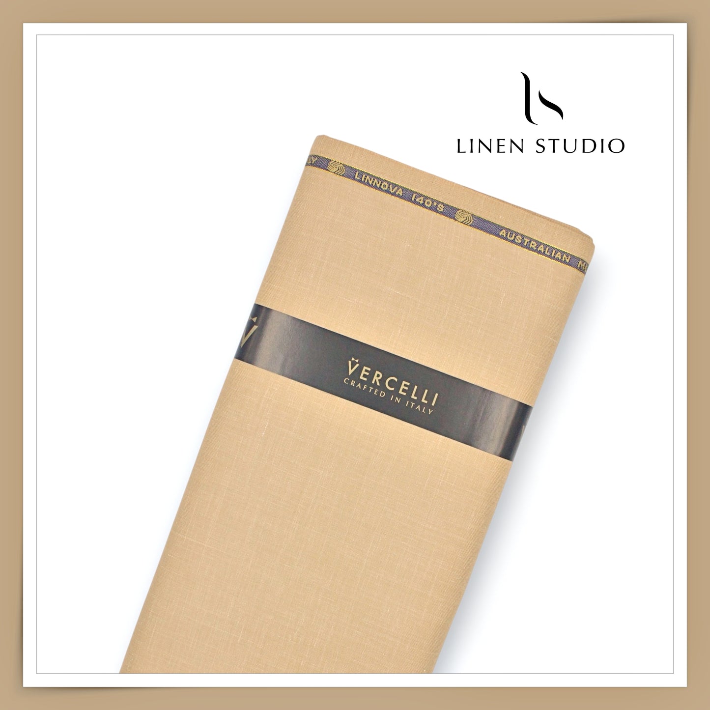 140's Merino Wool / Linen / Silk Suiting by Vercelli Italy - Pine Brown (Last Few Mtrs)