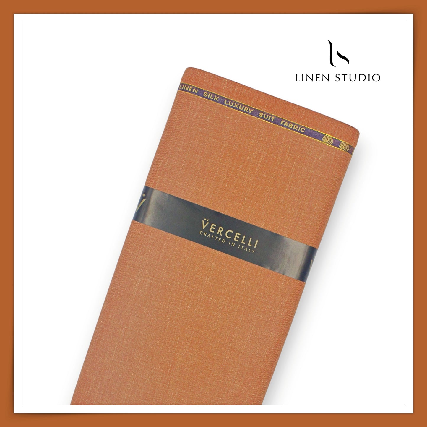 140's Merino Wool / Linen / Silk Suiting by Vercelli Italy - Dark Tiger Orange (NEW) (Zoom In)