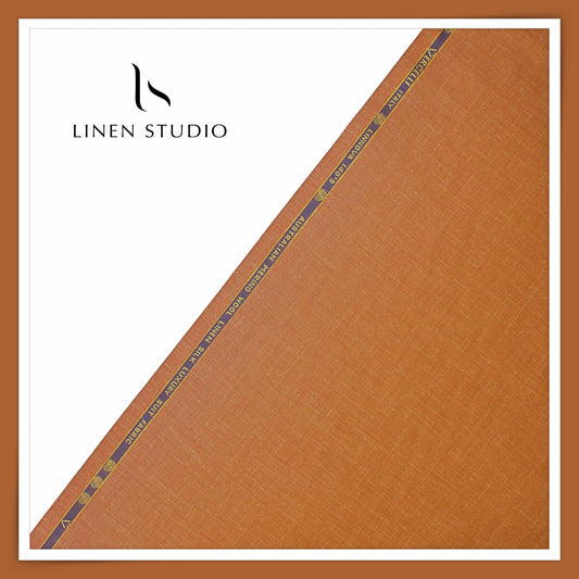 140's Merino Wool / Linen / Silk Suiting by Vercelli Italy - Dark Tiger Orange (NEW) (Zoom In)