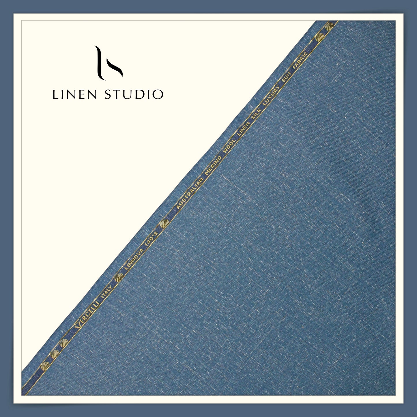 140's Merino Wool / Linen / Silk Suiting by Vercelli Italy - Sexy Blue (NEW) (Zoom In)