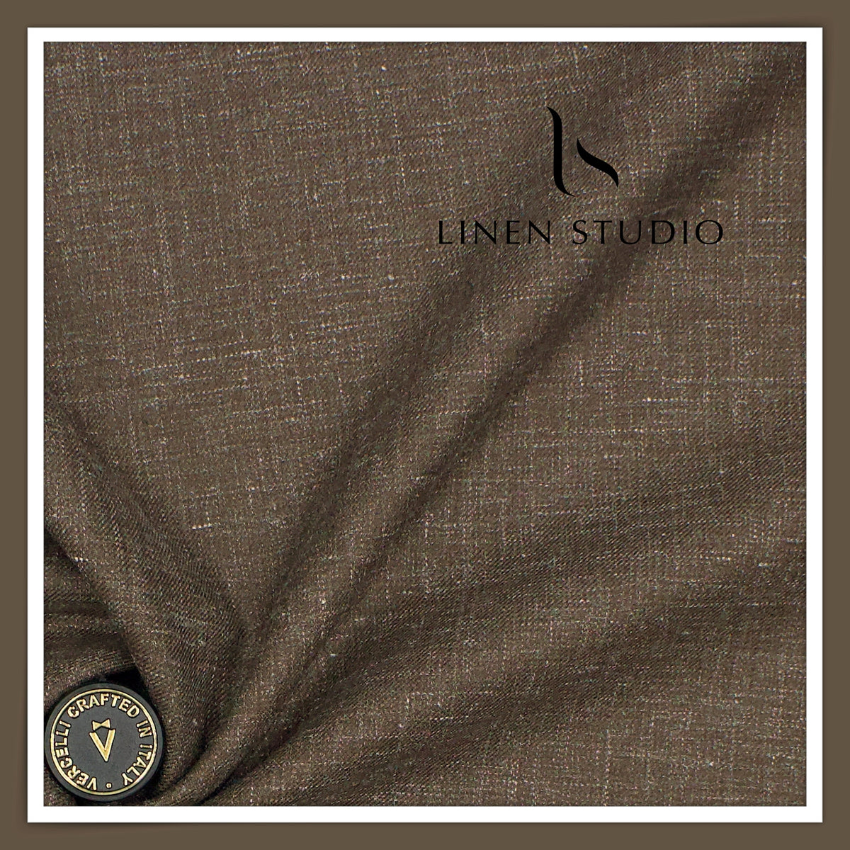 Vercelli Italy 140's Wool Linen Silk Luxury Suiting - Cafe Noir Slub Textured (NEW)