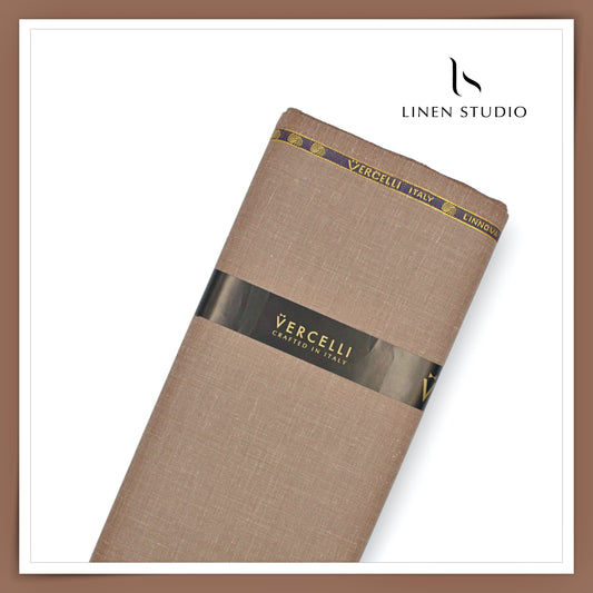 140's Merino Wool / Linen / Silk Suiting by Vercelli Italy - French Beaver Brown (NEW)